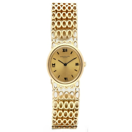 Patek Philippe 4180 18k Yellow Solid Gold Bracelet Oval Manual Wind Ladies Watch