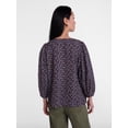 thumbnail image 4 of Scenario Women's and Women's Plus Blouse with 3/4-Length Puff Sleeves, Sizes XS-4X, 4 of 6