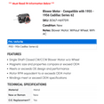thumbnail image 2 of Blower Motor - Compatible with 1955 - 1956 Cadillac Series 62, 2 of 2