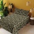 thumbnail image 2 of Ambesonne Leaves Greenery Fitted & Flat Sheet with Sham 3 Pcs Set, Art Realist Leaf, Twin, Pale Olive Green, 2 of 5
