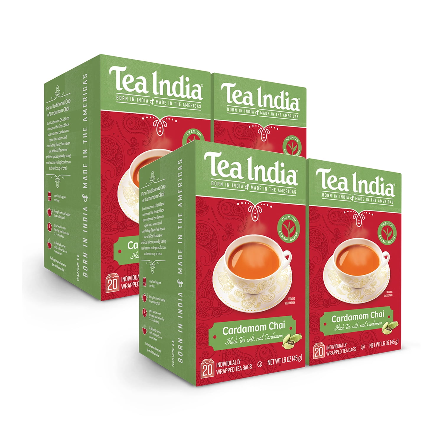 Tea India Cardamom Chai 20ct 4 Pack