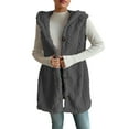 thumbnail image 5 of ZyeKqe Womens Long Vests Sherpa Hooded Tank Tops Fuzzy Fleece Warm Lightweight Outwear Fall Button up Sleeveless Cardigans, 5 of 8