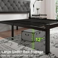 thumbnail image 5 of Feonase Queen Size Metal Platform Bed Frame with Linen Upholstered Headboard, 12" Under-Bed Space,Black, 5 of 7