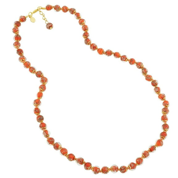 GlassOfVenice Murano Glass Sommerso Long Necklace - Orange