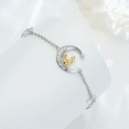 thumbnail image 4 of "Pulseras De Gato Luna Plata 925 Para Mujeres Dorado 21 Cm 21 Cm Lab.G, Plata", 4 of 5