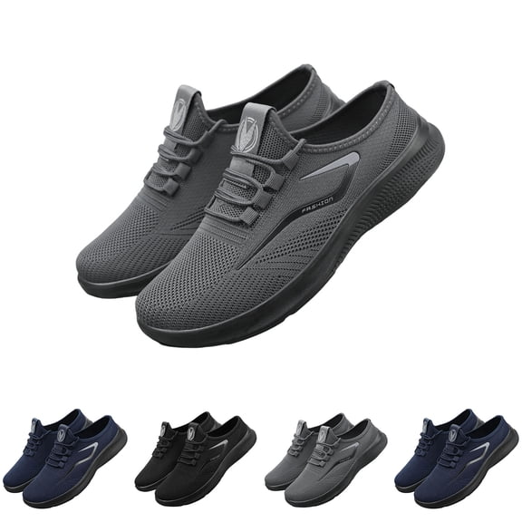 Domzle Wide Slippers for Men with Arch Support, Breathable Adjustable Slip-On Shoes for All-Day Comfort Ideal for Feet Blue
