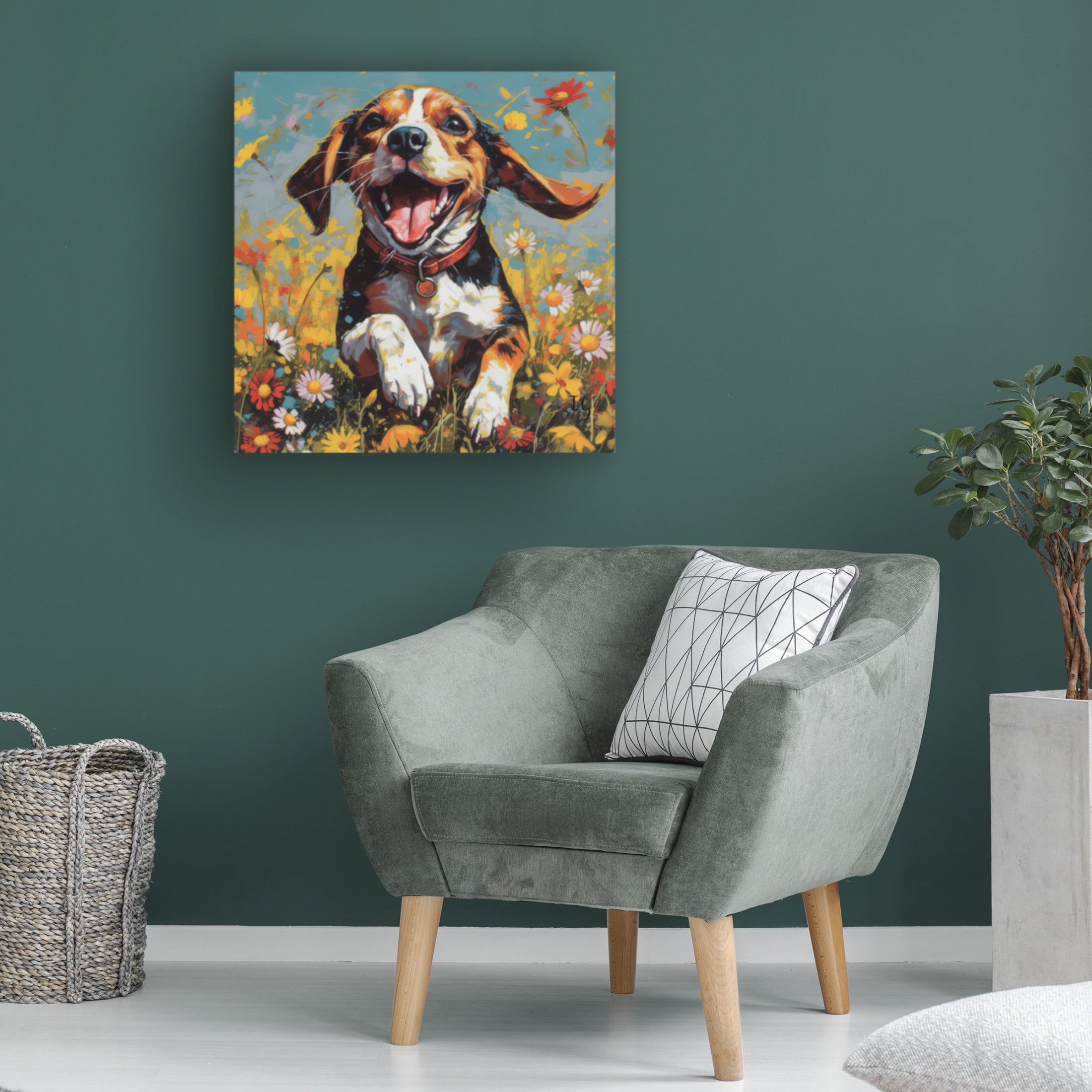 Canvas Wall Art - Ivan Guaderrama 'Daisy Field Frolic' Wall Art for Living Room, Bedroom, or Office Décor by Trademark Fine Art - 14 x 14 Inches