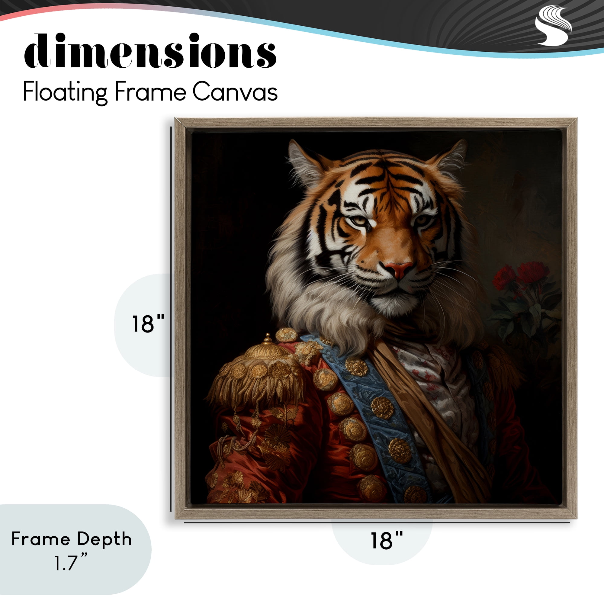 Stupell Industries Noble Tiger Transformation Brown Framed Floater Canvas Wall Art, design by Lazar Studio