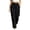 Black, variant on PEIBang Women's Wrinkle Resistant Textured Ankle Trousers，Full Elastic Drawstring Waist Deep Side Pockets Casual Straight Slacks