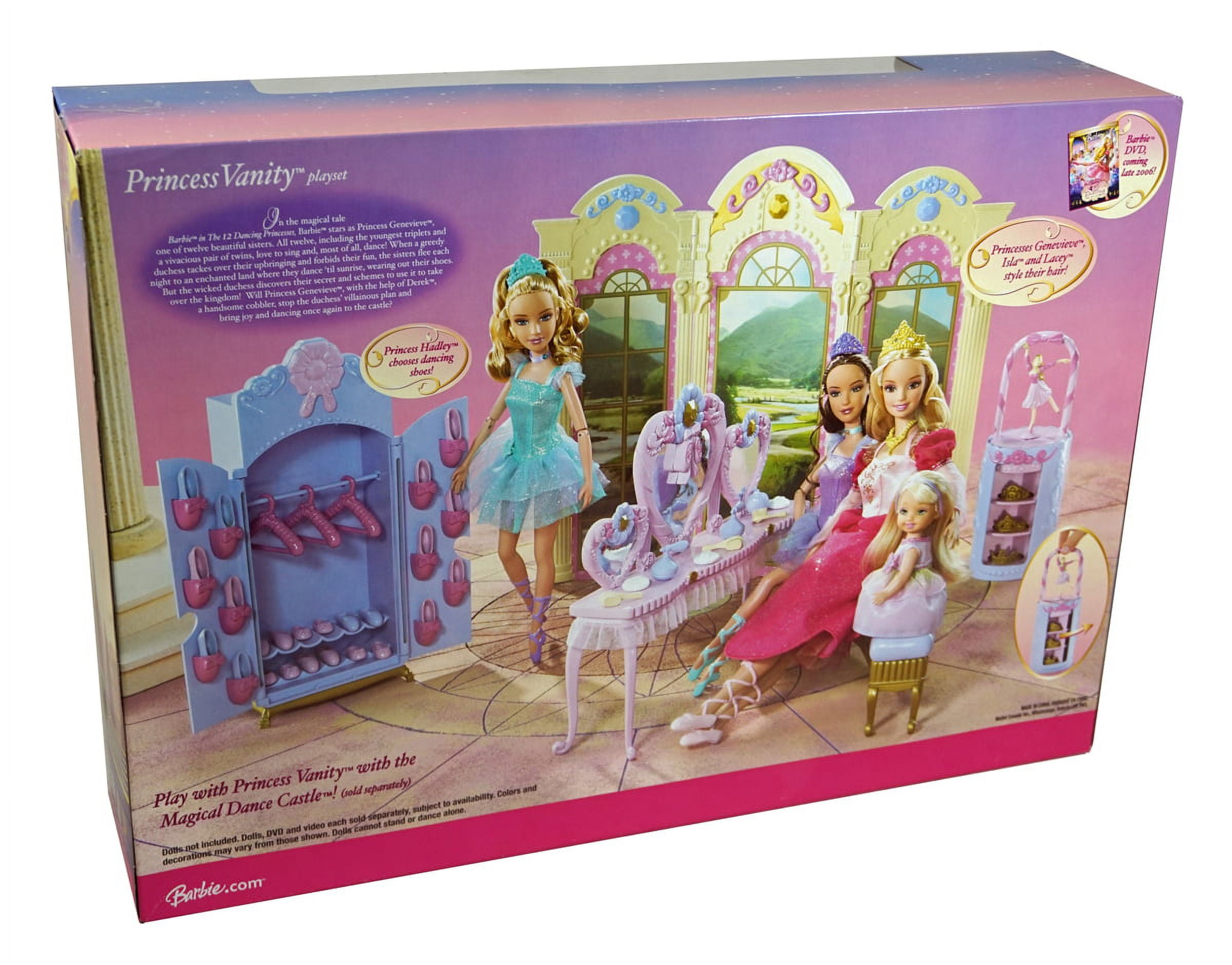 Free Shipping Barbie In The 12 Dancing Princesses Princess Vanity Playset Store 12 Pairs Of Shoes 12 Crowns In The Spinning Shelf Walmart Walmart