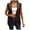 Coffee, variant on Women Fashion Solid Leather Vest Casual Cardigan Sleeveless Vest Coat Top Misses Cardigan Sweater XXL