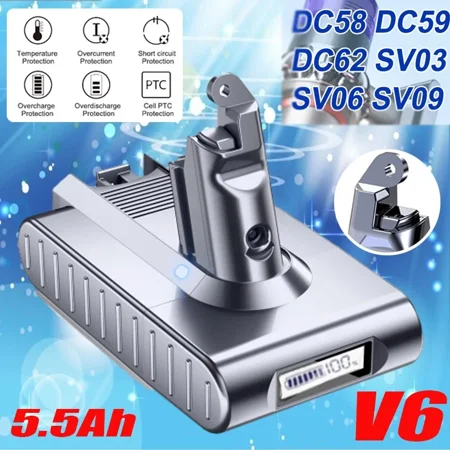 For Dyson V6 Animal DC59 DC61 SV03 SV09 5500mAh Battery With LED Indicator NEW