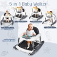 thumbnail image 2 of 5-in-1 Foldable Baby Walker – Adjustable Height, Music & Lights, Bouncer with Wheels, for Baby Boys & Girls 6-18 Months, Gray, 2 of 9