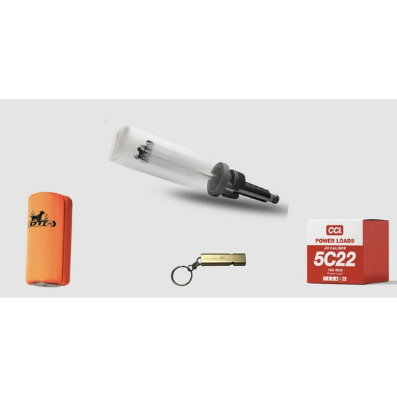 DT Systems Dummy Launcher Value Pack - Launcher, Two 6 Inch Dummies (Orange and White), Red Powerload, Free ORP Whistle.