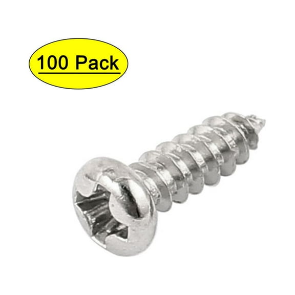 Uxcell M3 x 10mm Stainless Steel Cross pan Head Self Tapping Screws Bolts (100-pack)