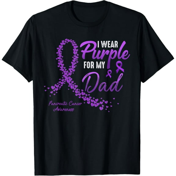 I Wear Purple For DAD Pancreatic Cancer Awareness gifts T-Shirt