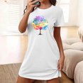 thumbnail image 3 of HomeGardon Women's Sleepwear Nightgowns for Women,Fashion Print Medium Length Dress Oversized Short Nightgown Fashion Chest Print Short Sleeve Nightdress,S-XXL, 3 of 5