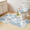 thumbnail image 2 of Blue Teal Coastal Bath Mat 3 Piece Bathroom Rug Set, Summer Beach Coral Shell Starfish Non Slip Bath Rug Contour Mat and Toilet Lid Cover, Absorbent Shower Mats Soft Bath Rugs and Mats Sets, 2 of 8