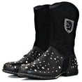 thumbnail image 5 of OSSTONE Moto Boots Western Boots Chukka Boots for Men Fashion Zipper-up Leather Casual Shoes 5008-1-H-M-Black-7 Silver Black, 5 of 6