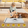 thumbnail image 3 of Pet Feeding Mat, Dog Food Mat, 24''x16'' Silicone Pet Feeding Mats with Residue Collection Pocket, Waterproof Dog Cat Bowl Mats for Food and Water with Edge and Hook, Tray for Dog Bowls, Gray, 3 of 14