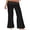 Black, variant on Fold Over Yoga Pants for Women Y2k Striped/Bow/Dot Print Straight Leg Sweatpants Solid Color Foldover Bell Bottoms Stretchy Loose Gym Lounge Pants