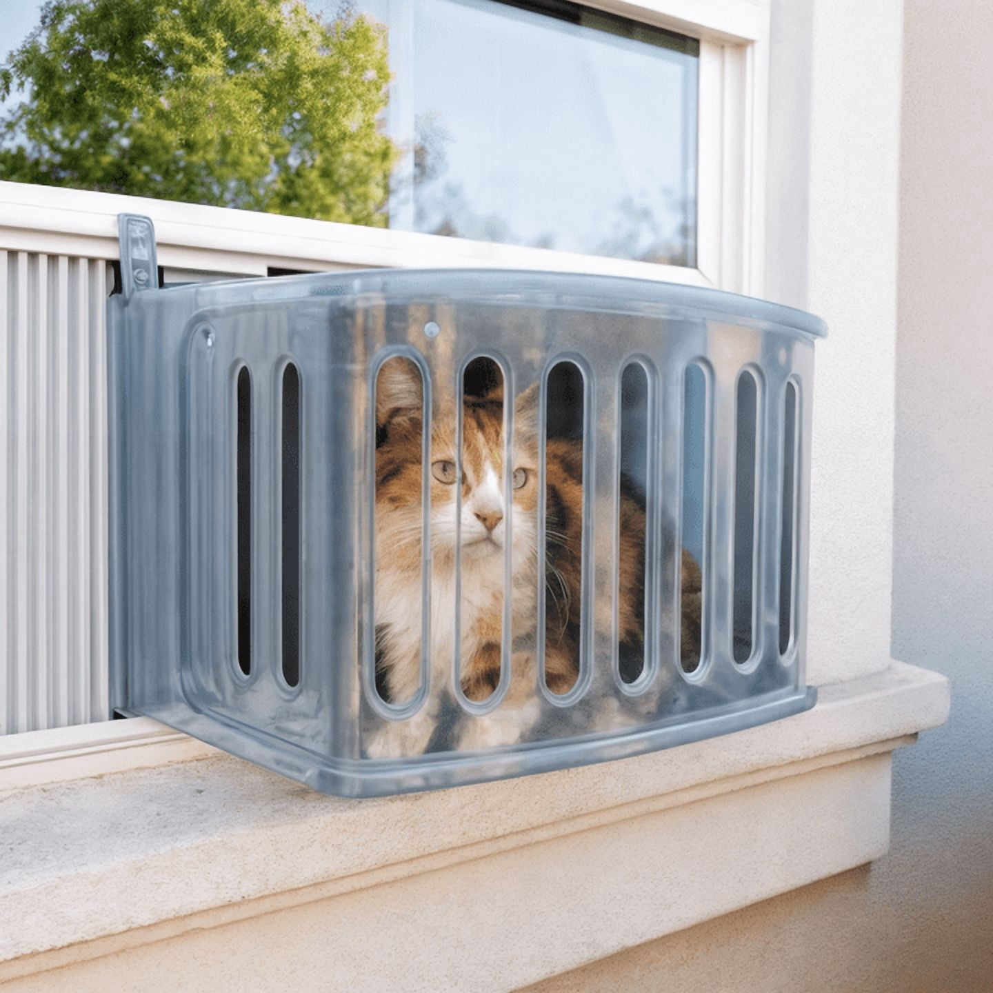 VistaBella LX Window Catio, Perch & Litter Box – Luxury Outdoor Enclosure for Indoor Cats, Odor-Reducing Litter Pan at Window Height, All-Weather Use, Portable Design, 2-Year Replacement, Made in USA