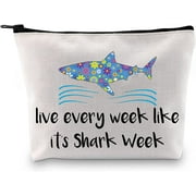 G2TUP Live Every Week Like It's Shark Week Makeup Bag Shark Lover Gifts Shark Week Lover Zipper Bag (Shark Week)
