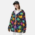 thumbnail image 5 of Daiia Colorful Dinosaur UPF 50+ Sun Protection Hoodie Jacket Lightweight Long Sleeve Sun Shirt for Women Men with Pocket Hiking Outdoor-XX-Large, 5 of 9