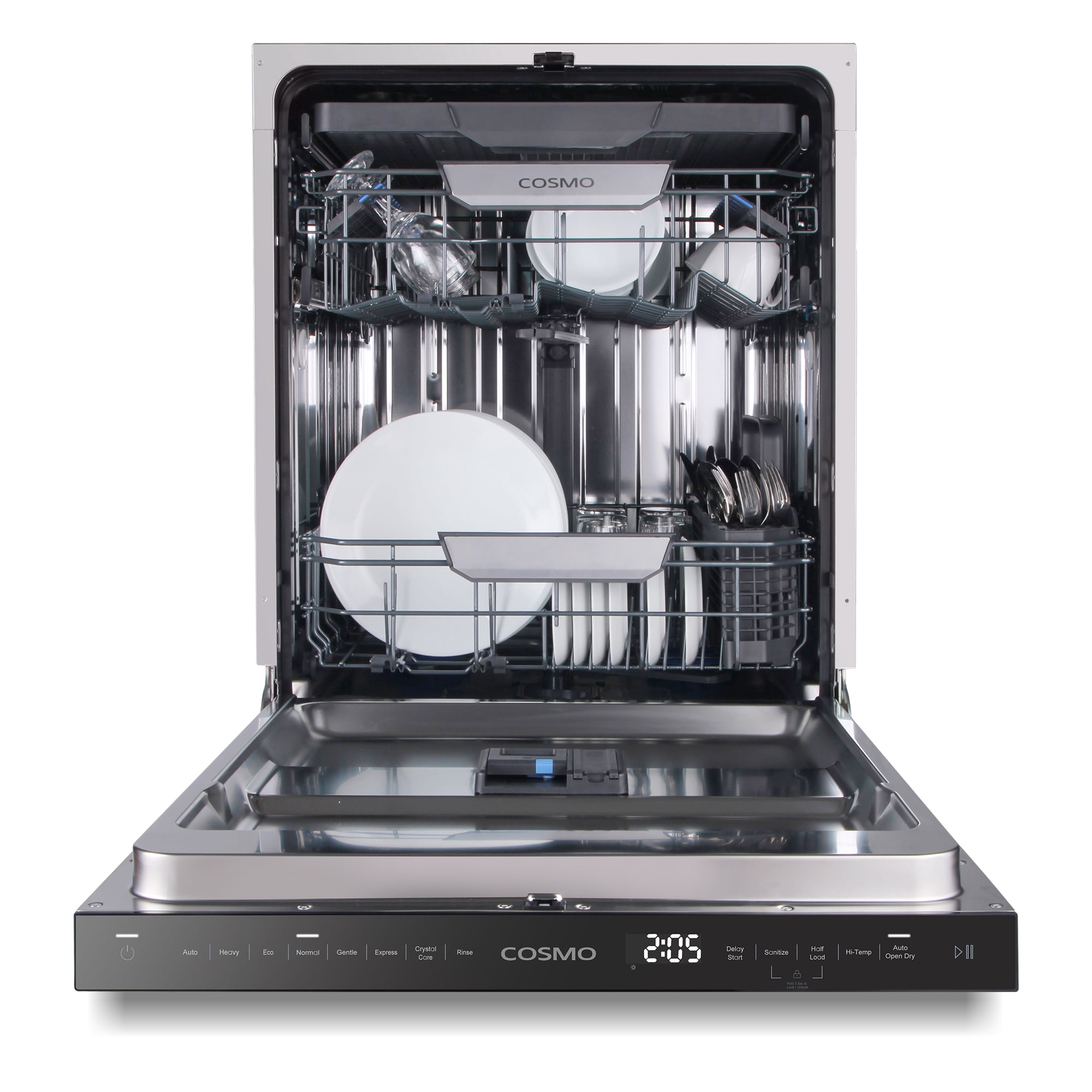 Cosmo 24 in. Icon Collection Top Control Tall Tub Built-in Dishwasher with 3 Racks, Quiet 45 dBa in Matte Black