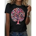 thumbnail image 1 of T-Shirt Graphique Cœur / Arbre de Cœur de la Saint-Valentin pour Femmes - 100 % Coton, Confortable et Respirant, Col Rond Décontracté en Noir avec Design Cœurs Roses et Rouges, Parfait pour Printemps/été/fal, 1 of 7