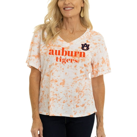 Women's Orange Auburn Tigers Faye Ruffle V-Neck T-Shirt