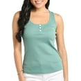 thumbnail image 4 of Doublju Women's Scoop Neck Ribbed Henley Sleeveless Summer Tank Top, 4 of 4