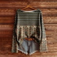 thumbnail image 2 of Womens Boho Vintage Tunic Tops Oversized Floral Casual Graphic Pullover Shirts Fall Long Sleeve Boat Neck Cute Blouses, 2 of 3