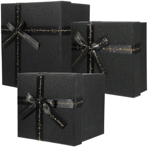 OUNONA 3pcs Present Boxes Nesting Square Gift Box Set Gift Wrapping Boxes Party Gift Cases