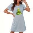 thumbnail image 1 of Camisón corto navideño para mujer, talla grande, cuello redondo, manga corta, estampado en el pecho, vestido de noche para mujer, 1 of 3