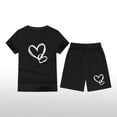thumbnail image 2 of Atogsazn Children's Girls Summer 2 Piece Clothes Set Kids Cotton Short Sleeve Tshirt Shorts Outfit Fashion 01-Black 4-5 Years on Clearance, 2 of 4