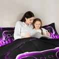 thumbnail image 5 of jejeloiu Game Console Bedding Comforter Set,Gamer Gaming Twin Comforter Sets,Purple Cool Flame Bedding Set For Boys,Breathable Bedroom Decorative Reversible,2-Piece, 5 of 8