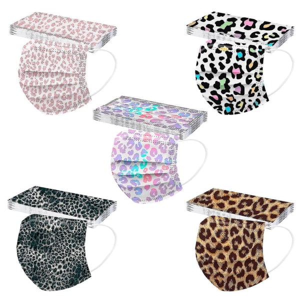 50 mascarillas protectoras de leopardo rosa para adultos, mascarilla facial desechable no tejida de 3 capas, mascarilla bucal estampada Unisex