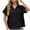 Black, variant on WREESH Women's Summer Casual Button Down Shirts Solid Color V-Neck Short Sleeve Shirt for Women's Summer Leisure Fashion Black