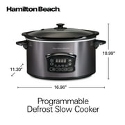Hamilton Beach 6 Qt Programmable Slow Cooker, Defrost Function, Temperature Probe, Stoneware Crock with Removable Pot, Black