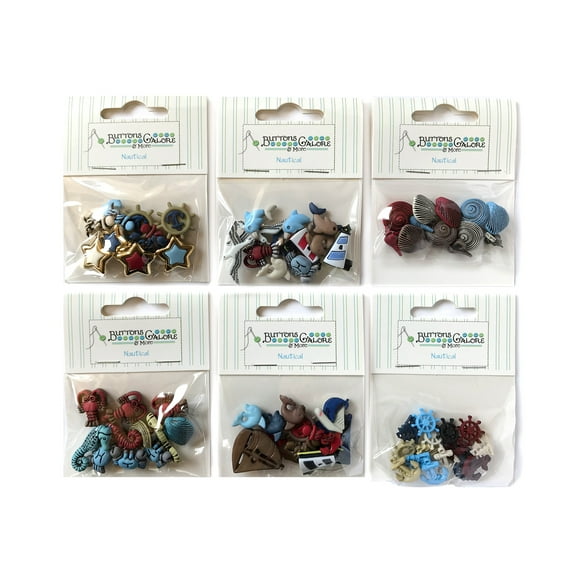 Buttons Galore 50 Assorted Buttons for Sewing & Crafts - Nautical - Set of 6 Button Packs
