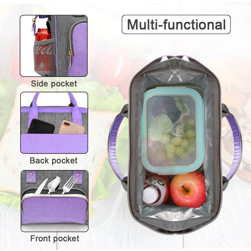 Insulated Lunch Bag for Women, Large 12L Reusable Cooler Lunch Box for Work, Office, Picnic, Leakproof Tote with Shoulder Strap