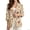 Brown - Hippie Flower, variant on LedBack Daisy Print Suit Blazer Women Linen-Style Blazers 3/4 Sleeve & Lapel Collar Blazer Jacket with Pocket for Work Office Vacation, S