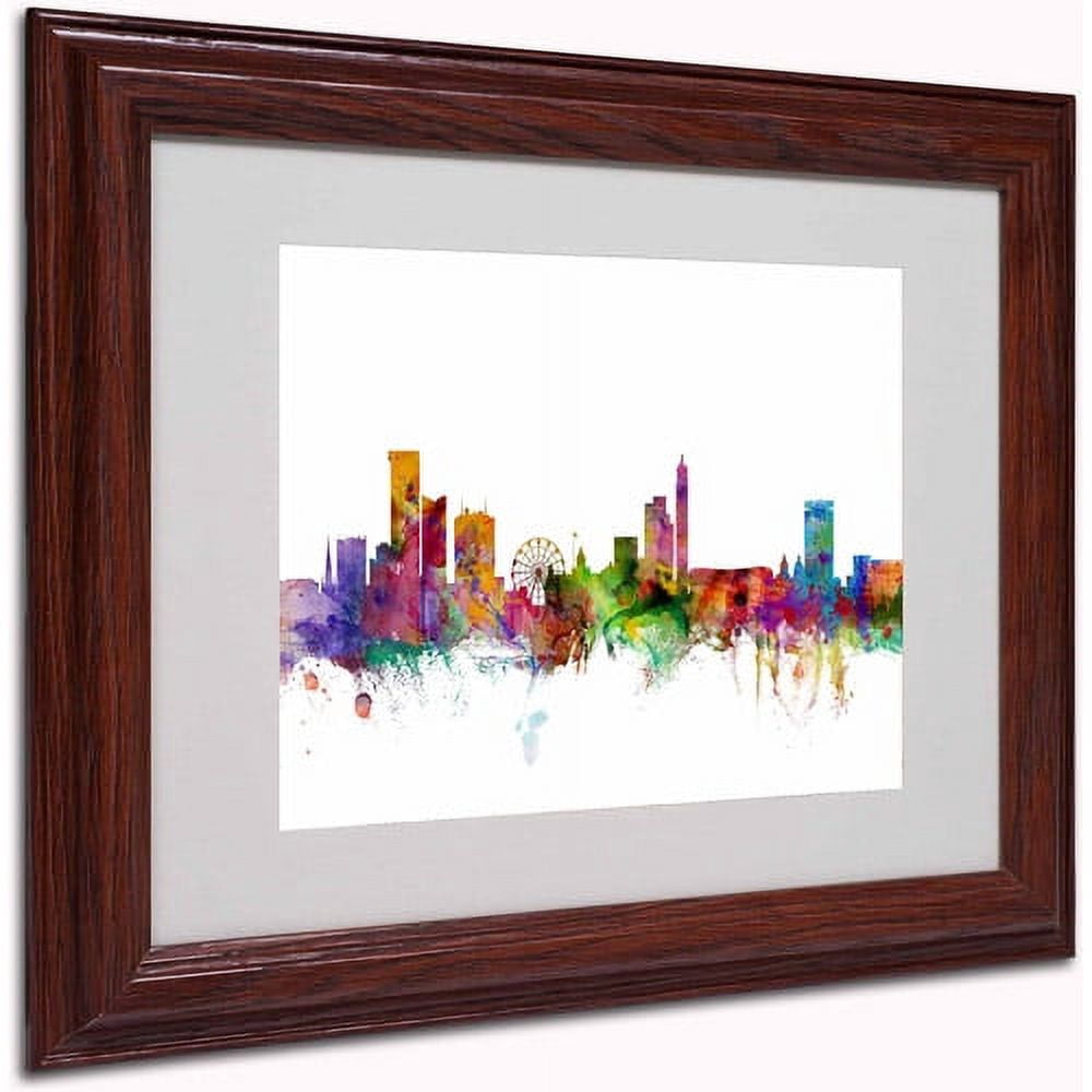 Trademark Fine Art "Birmingham England Skyline" Canvas Art by Michael Tompsett, Wood Frame