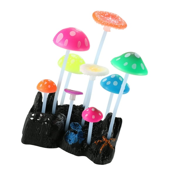 Unique Bargains Soft Silicone Aquarium Artificial Mushroom Decoration Fluorescence Aquatic Simulation Plant Multicolor