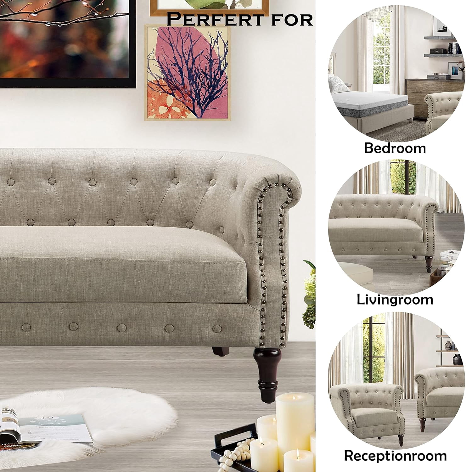 Shengchao Trade Loveseat Sofa for Living Room - Long Couch in a Box, Love Seat for Small Area, Couches for Living Room