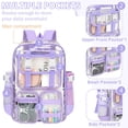 thumbnail image 4 of KOITHOT Clear Backpack Heavy Duty, Waterproof PVC Transparent Backpacks for Adults, Purple Book Bag for School Travel, 4 of 7