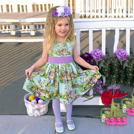 

Huilaibazo Girls Dress Toddler Baby Girls Sleeveless Easter Cartoon Rabbit Printed Princess Dress