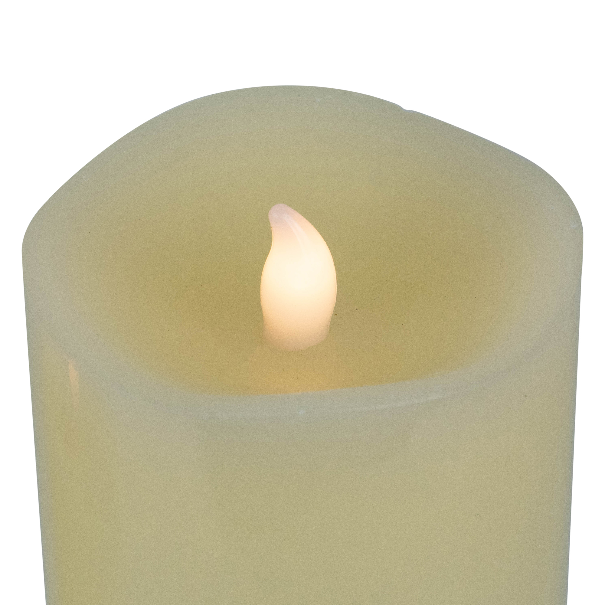Northlight LED Flickering Flameless Wax Pillar Candles - 8" - Cream - Set of 3