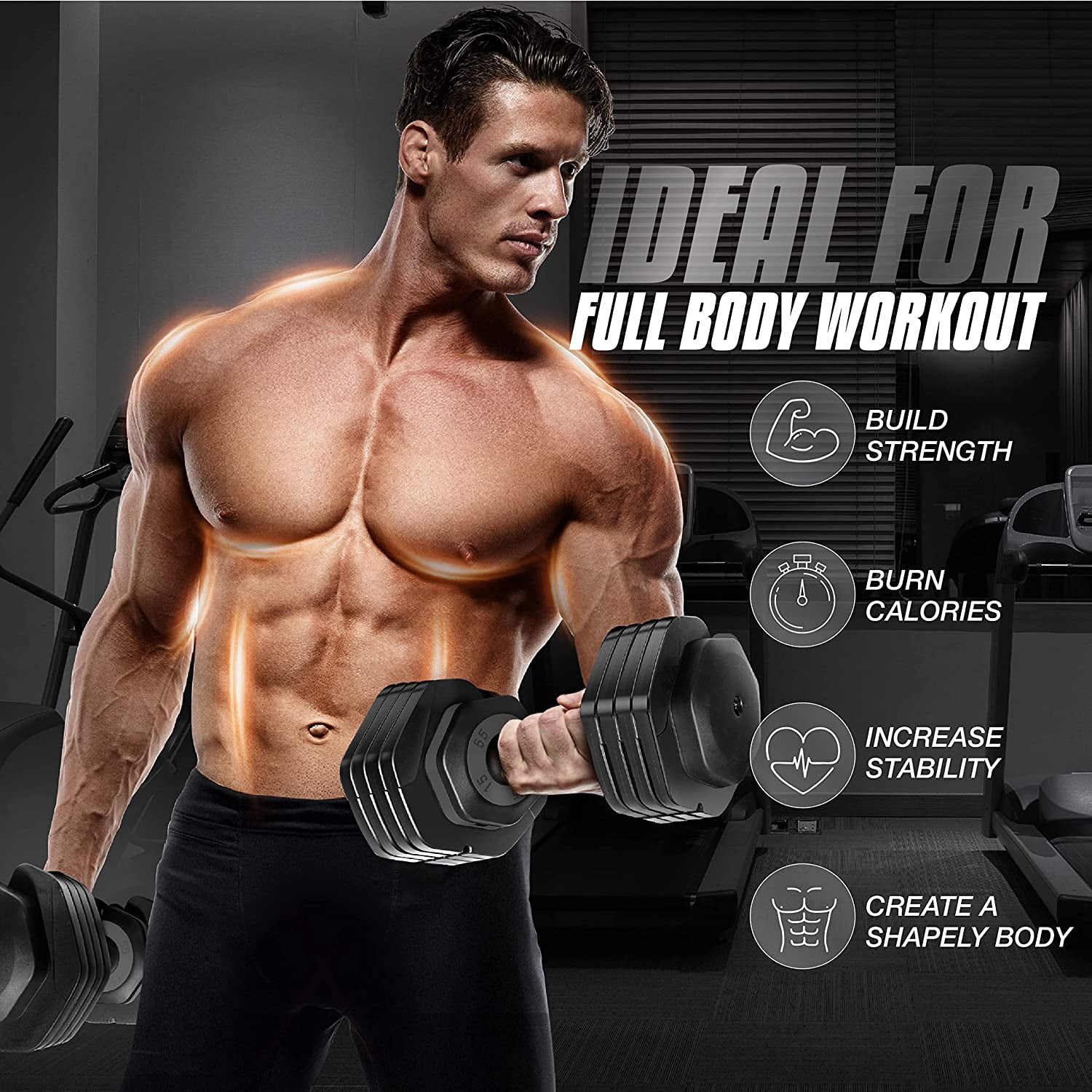 Yes4All 55lbs Adjustable Dumbbell, Quick Select 15-55 Red, Pair
